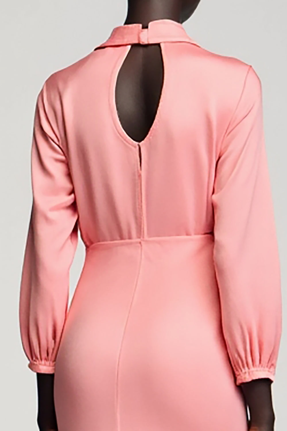 Rosa Satin Gerafftes Hochzeitsgastkleid mit Schleife