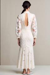Spitze Elfenbein Etui Langes Hochzeitsgastkleid