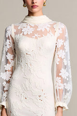Spitze Elfenbein Etui Langes Hochzeitsgastkleid