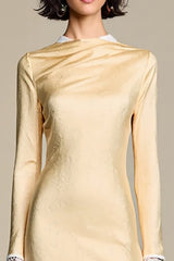 Champganer Bodycon Lange Ärmel Hochzeitsgastkleid