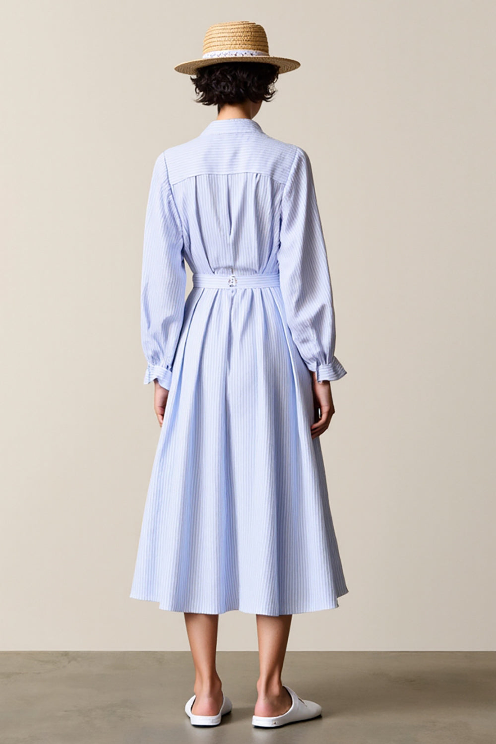 Blaues Gestreiftes Midikleid für Hochzeitsgäste in A-Linie