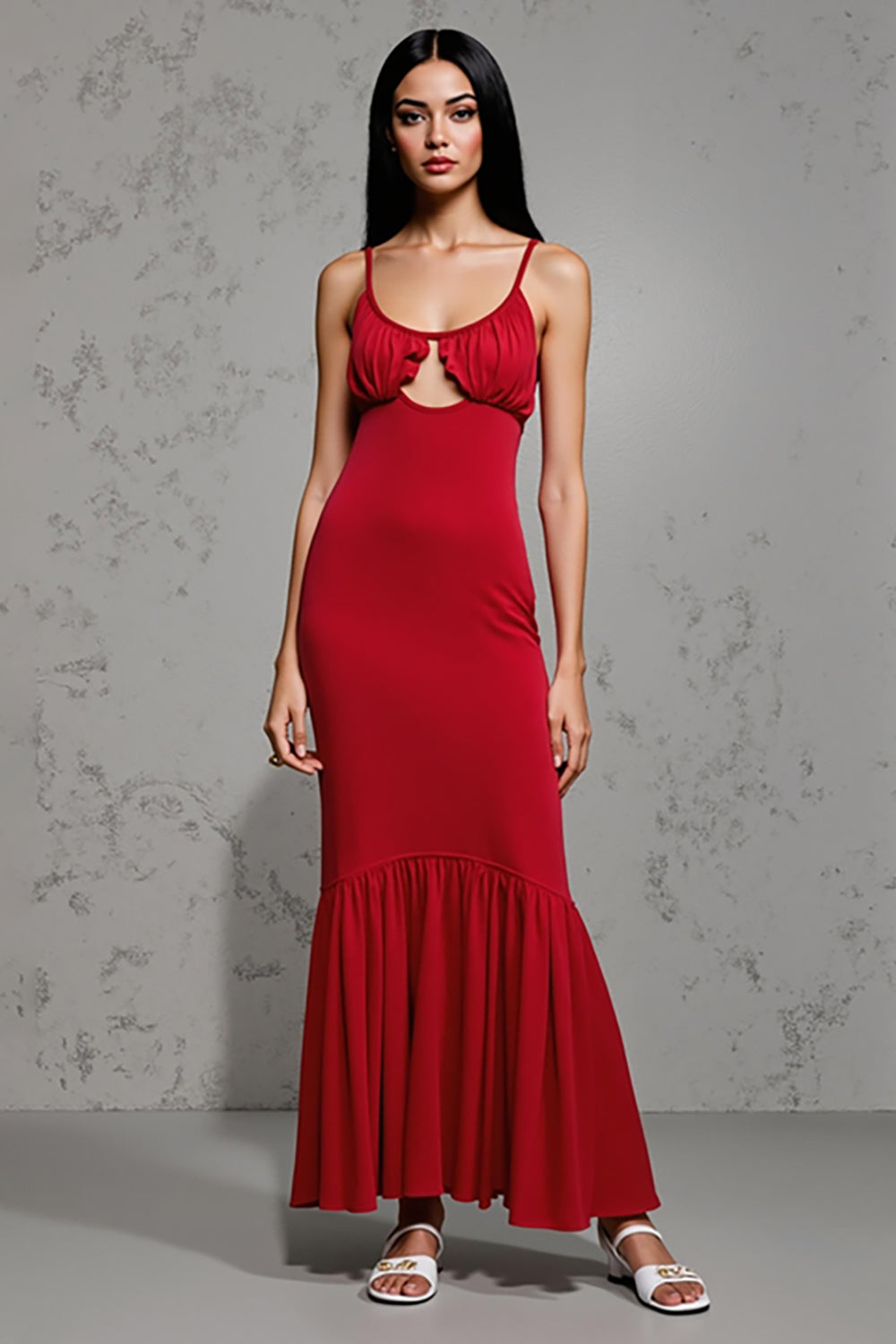 Rotes Satin Etui Kleid für Hochzeitsgäste