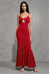 Rotes Satin Etui Kleid für Hochzeitsgäste