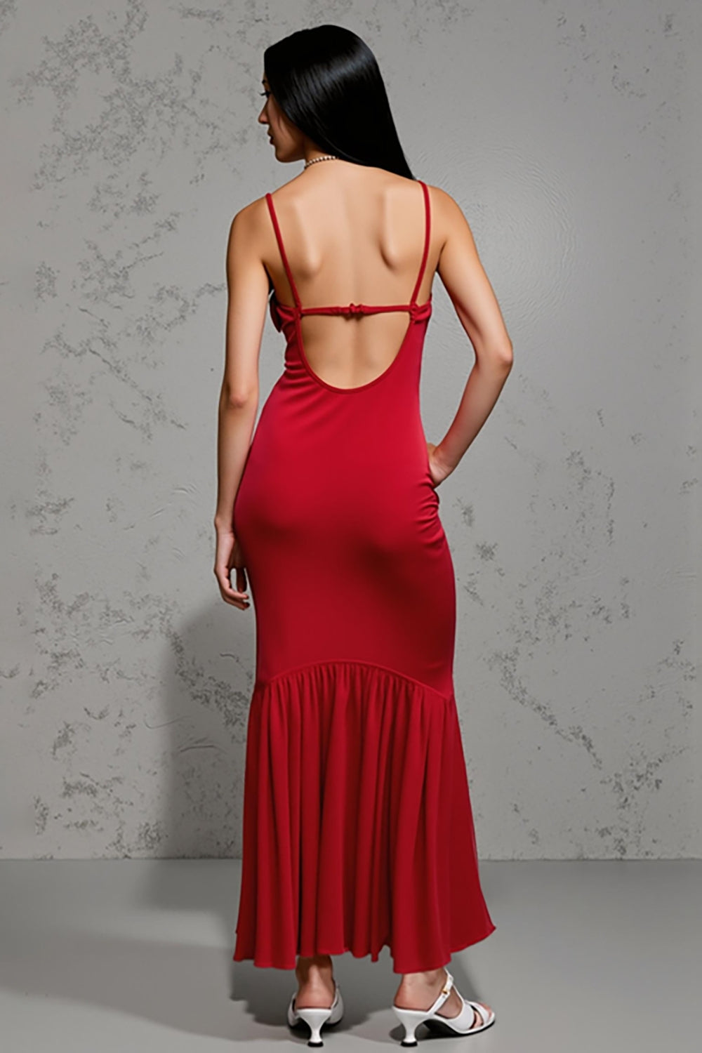 Rotes Satin Etui Kleid für Hochzeitsgäste