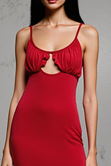 Rotes Satin Etui Kleid für Hochzeitsgäste
