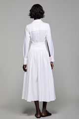Revers A Linie Weißes Langes Hochzeitsgastkleid mit Schleife