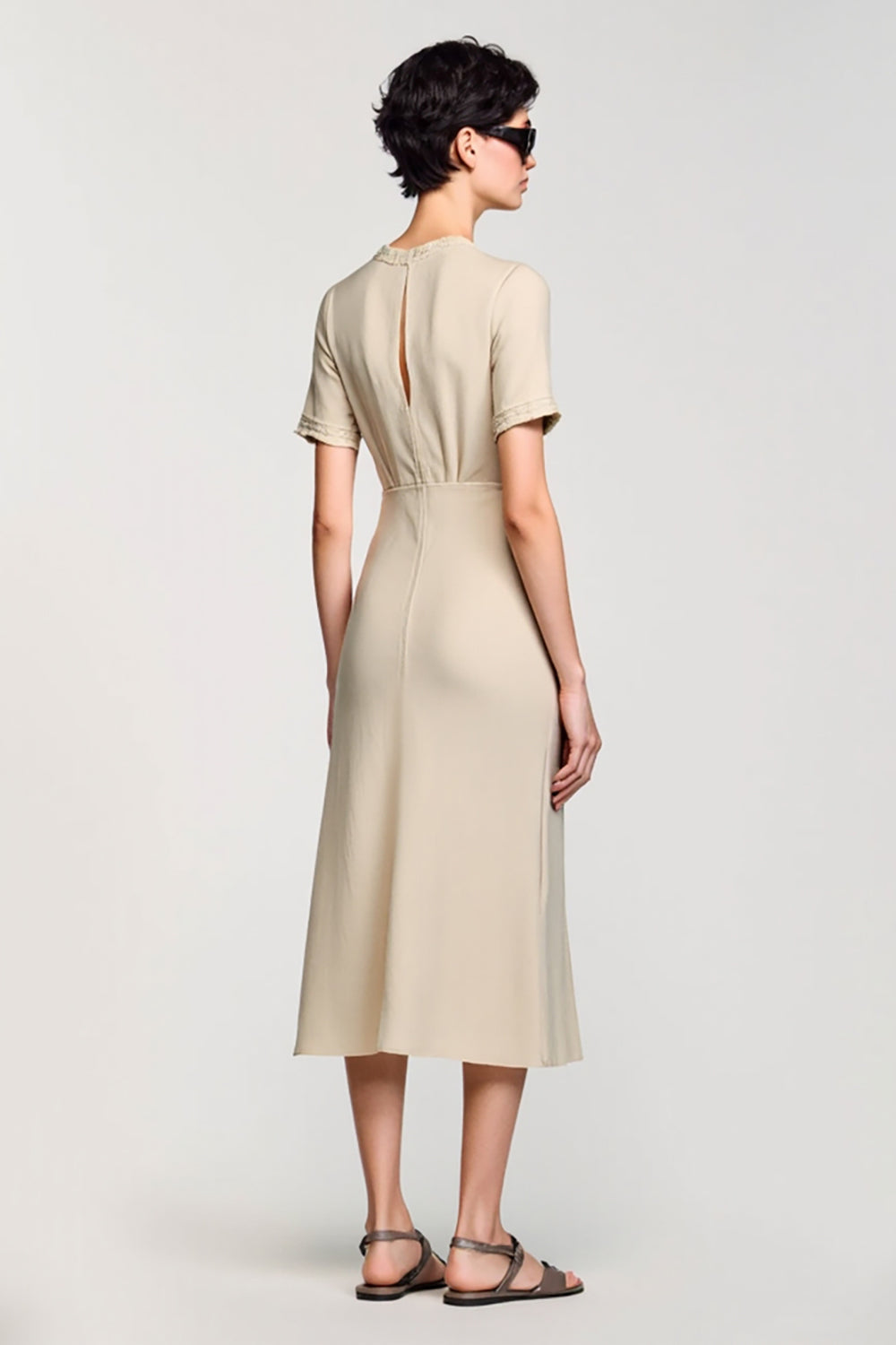 Einfaches Aprikose Hülle Zweiteiliges Hochzeitsgastkleid