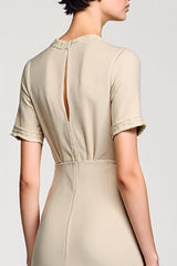 Einfaches Aprikose Hülle Zweiteiliges Hochzeitsgastkleid