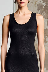 Einfaches Schwarzes Langes Hochzeitsgastkleid in A-Linie