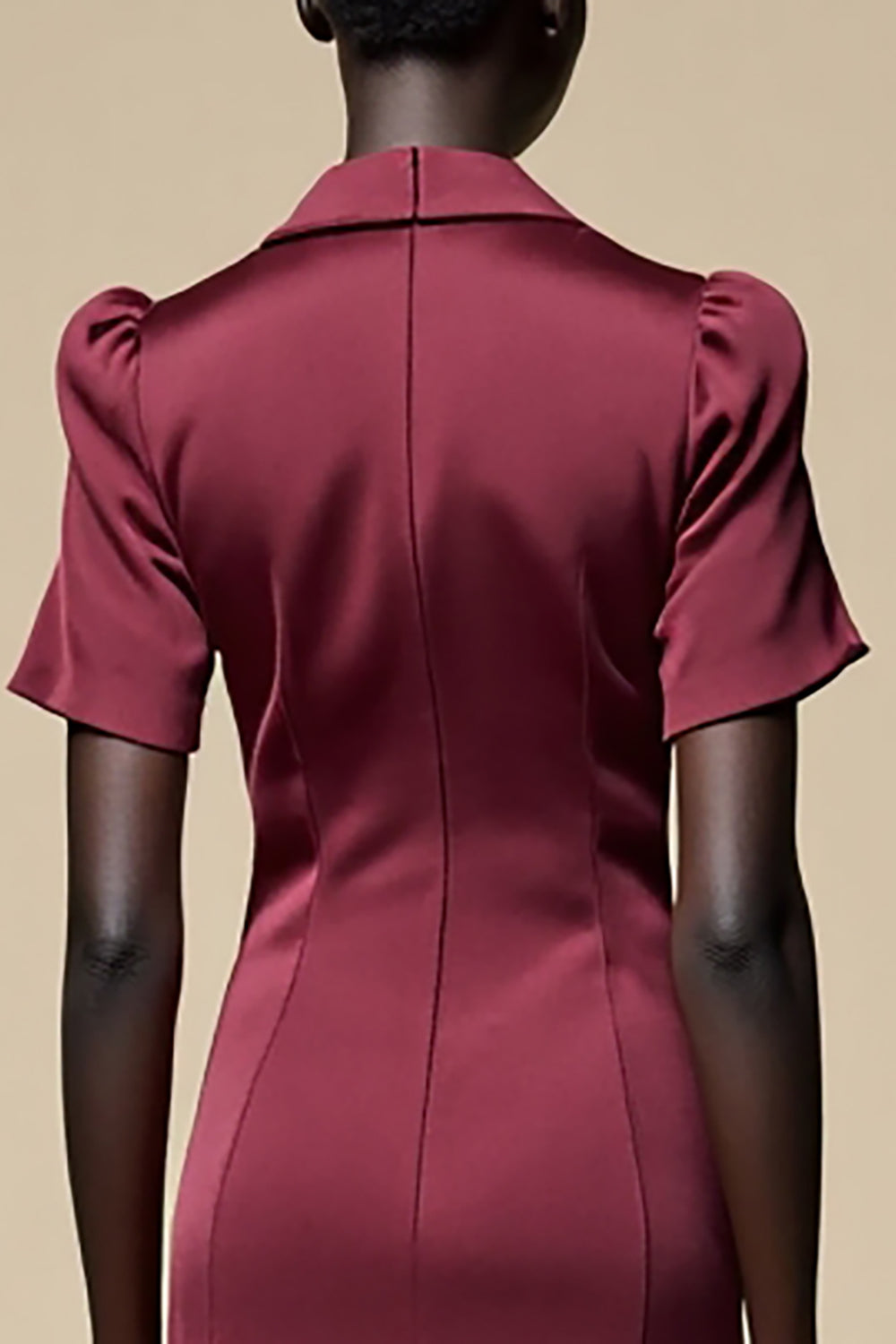 Schal Revers Burgunder A Linie Midi Hochzeitsgastkleid
