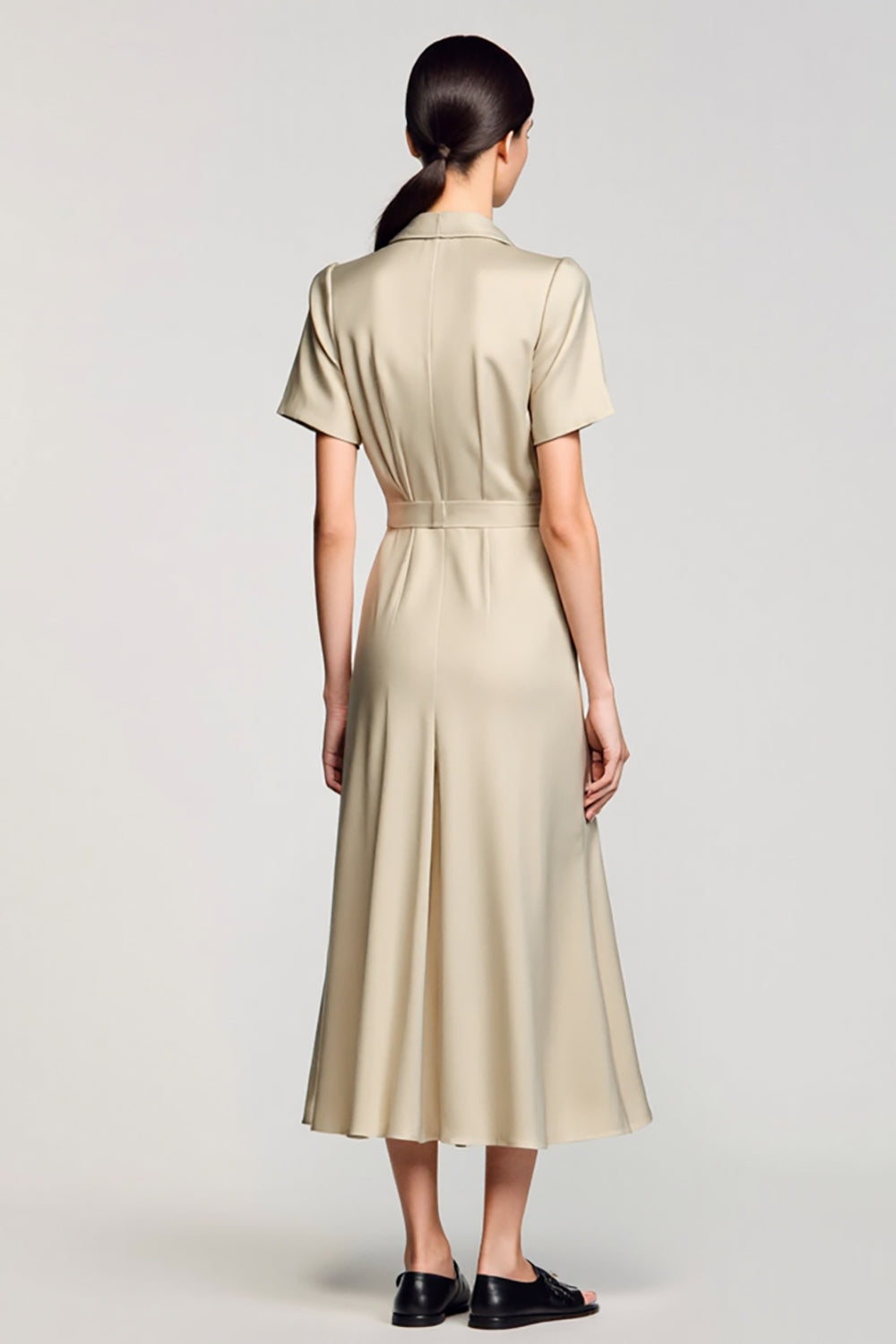 Schal Revers A Line Zweiteiliges Graues Hochzeitsgastkleid