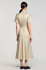 Schal Revers A Line Zweiteiliges Graues Hochzeitsgastkleid
