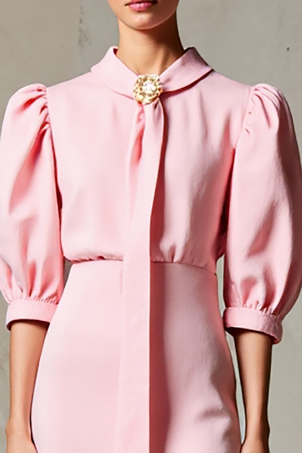 Rosa A-Linie Halbärmeliges Hochzeitsgastkleid mit Schärpe