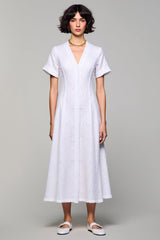 Einfaches A-Linie V-Ausschnitt Langes Weißes Hochzeitsgastkleid