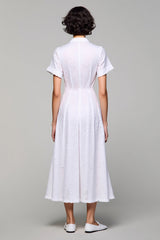 Einfaches A-Linie V-Ausschnitt Langes Weißes Hochzeitsgastkleid