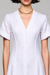 Einfaches A-Linie V-Ausschnitt Langes Weißes Hochzeitsgastkleid