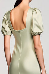Wasserfallausschnitt A-Linie Satin Hochzeitsgastkleid