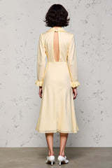 Revers Langarmiges Aprikose Hochzeitsgastkleid