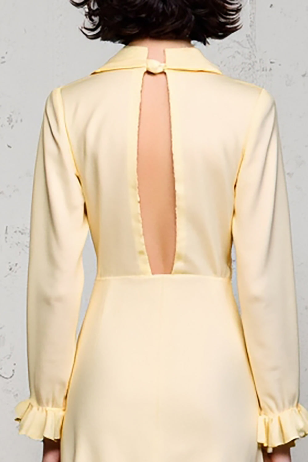 Revers Langarmiges Aprikose Hochzeitsgastkleid