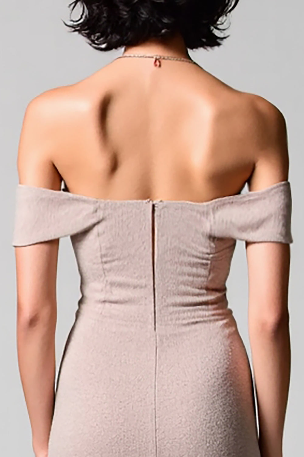 Einfaches Schulterfreies Midikleid für Hochzeitsgäste