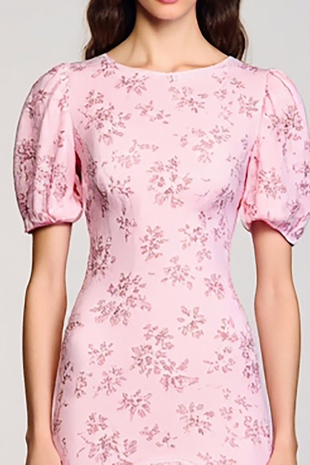 Rosa Bedrucktes A-Linie Kleid für Hochzeitsgäste
