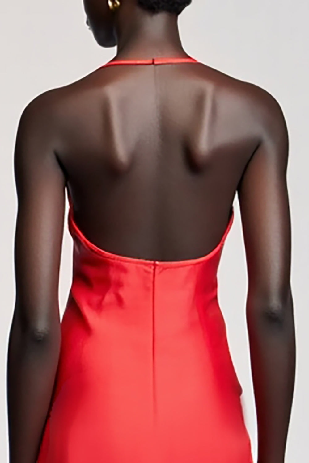 Neckholder Rotes Etui Rüschen Chiffon Hochzeitsgastkleid