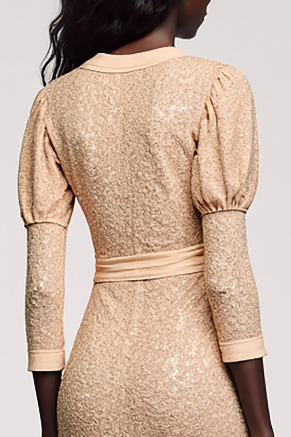 Jacquard Aprikose V-Ausschnitt Etuikleid für Hochzeitsgäste