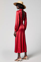 Rotes Satin A-Linie Hochzeitsgastkleid mit Reißverschluss