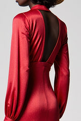 Rotes Satin A-Linie Hochzeitsgastkleid mit Reißverschluss