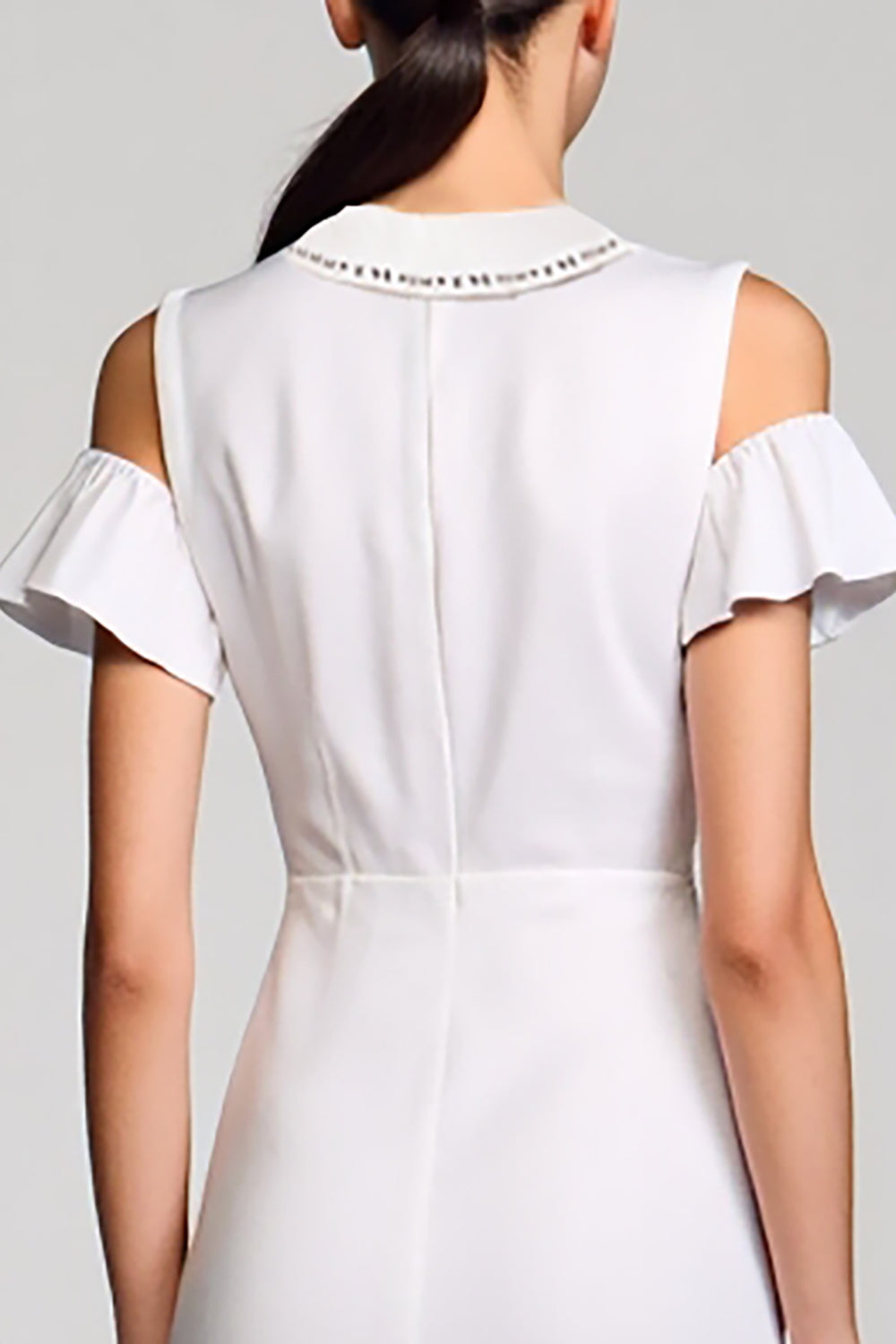 Schulterfreies Weißes A-Linie Kleid für Hochzeitsgäste aus Baumwolle