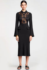 Spitze Chiffon Schwarzes Sheah Hochzeitsgastkleid