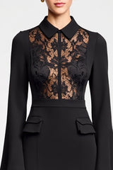 Spitze Chiffon Schwarzes Sheah Hochzeitsgastkleid