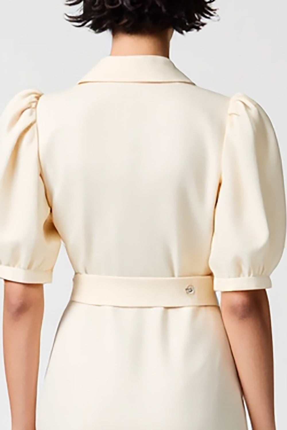 Baumwolle Elfenbein Gekerbtes Revers Etui Hochzeitsgastkleid