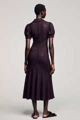 Dunkelviolettes Jacquard A-Linie Midikleid für Hochzeitsgäste