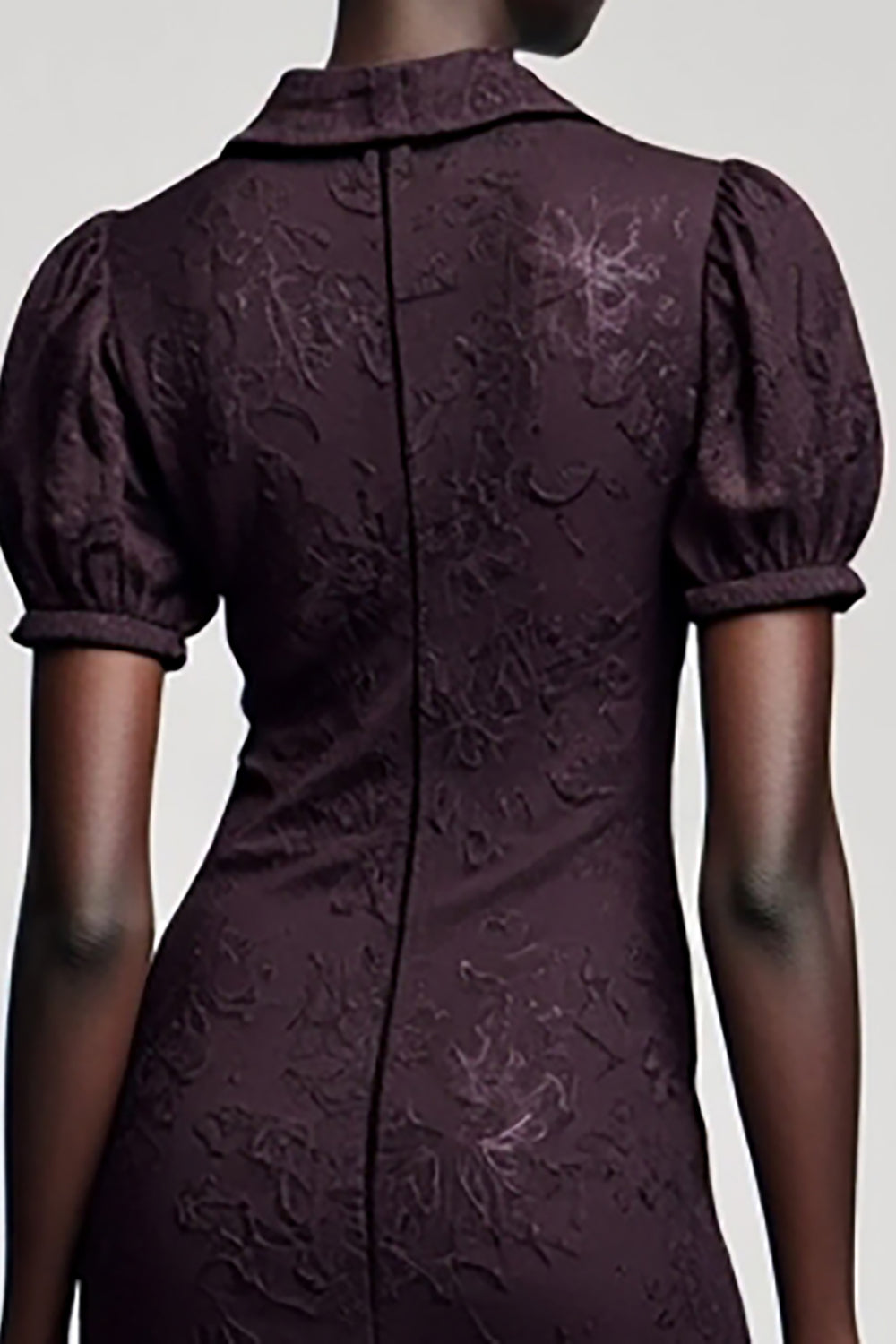 Dunkelviolettes Jacquard A-Linie Midikleid für Hochzeitsgäste