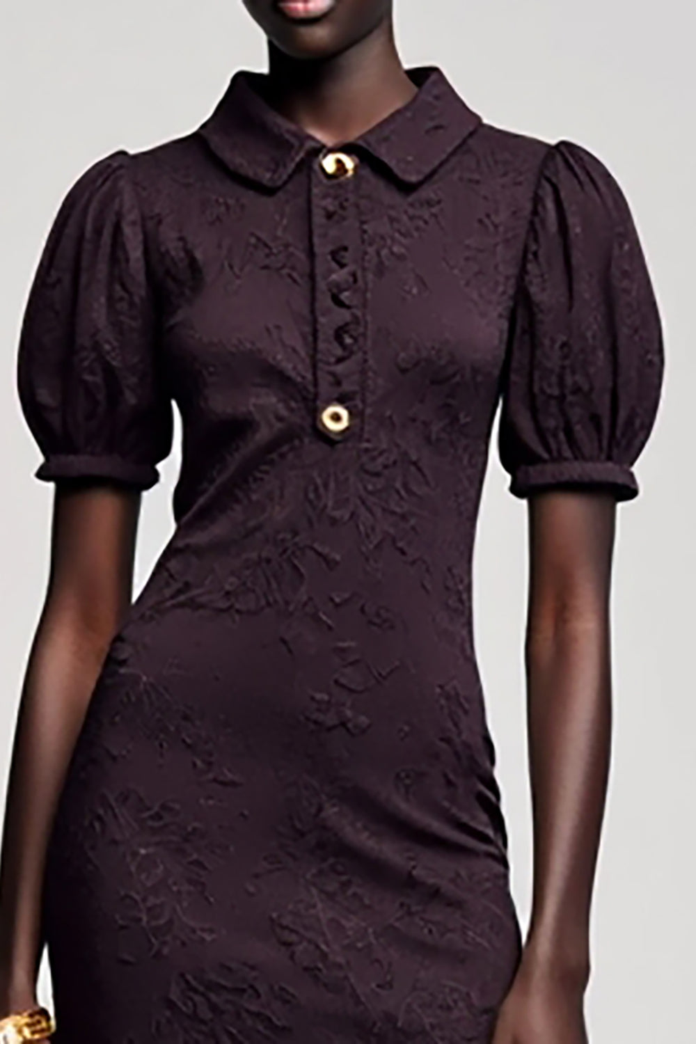 Dunkelviolettes Jacquard A-Linie Midikleid für Hochzeitsgäste