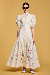 Spitze Elfenbein A Linie Hochzeitsgastkleid
