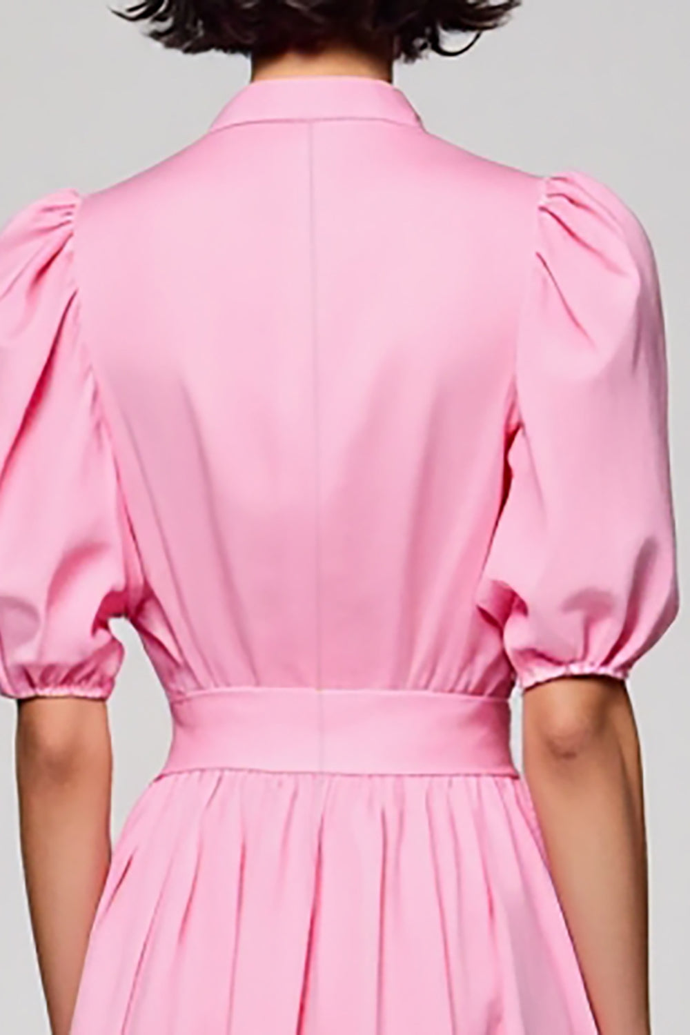 Rosa Baumwolle Gerafftes A-Linie Hochzeitsgastkleid