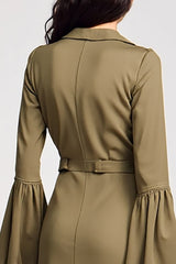 Olive A-Linie Chiffon Hochzeitsgastkleid mit V-Ausschnitt