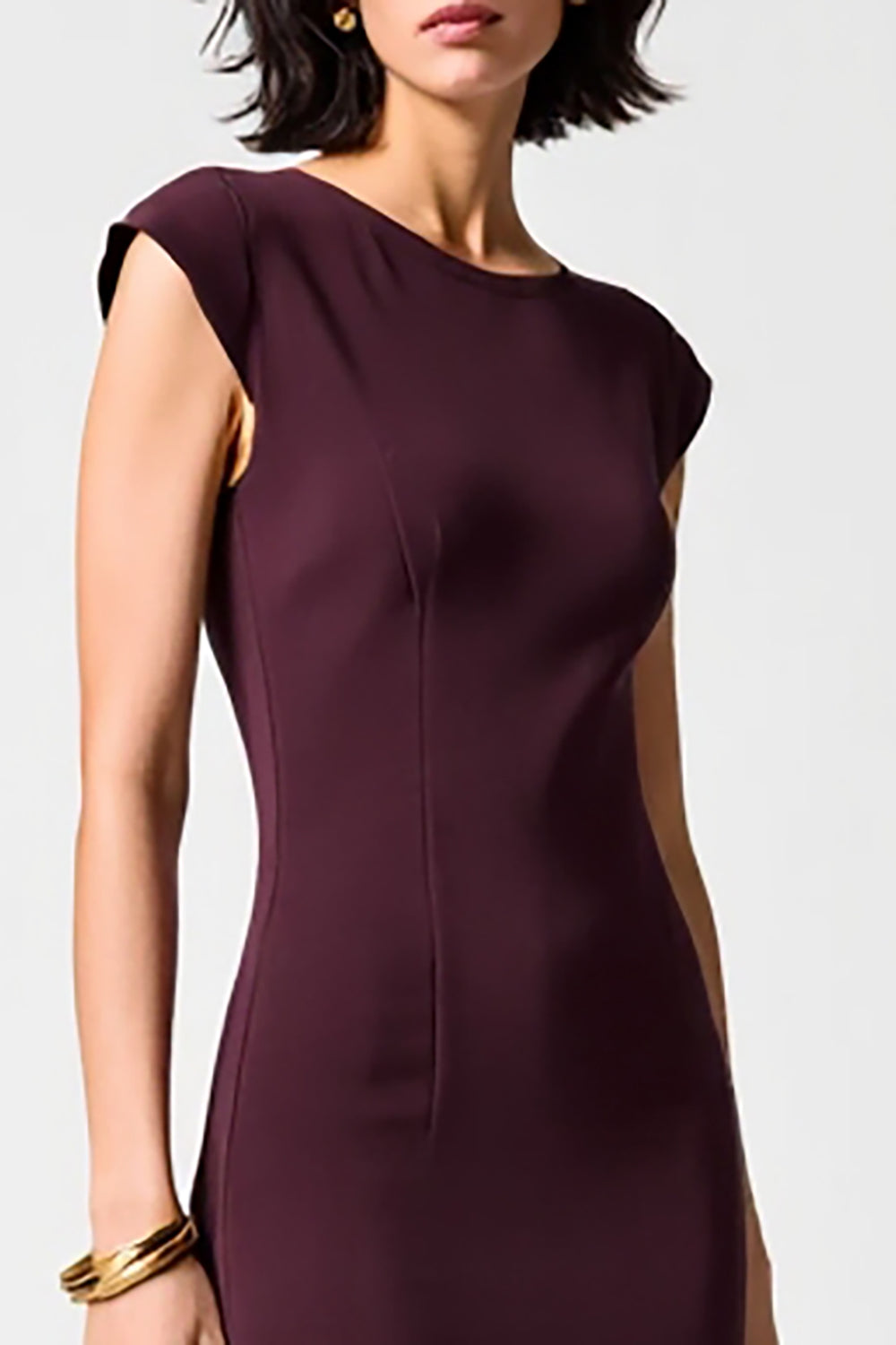 Dunkelrotes Etui Chiffon Hochzeitsgastkleid