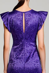 Lila Jacquard Etuikleid für Hochzeitsgäste