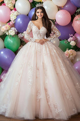 Champagner Ballkleid Schulterfreies Appliziertes Quinceanera Kleid