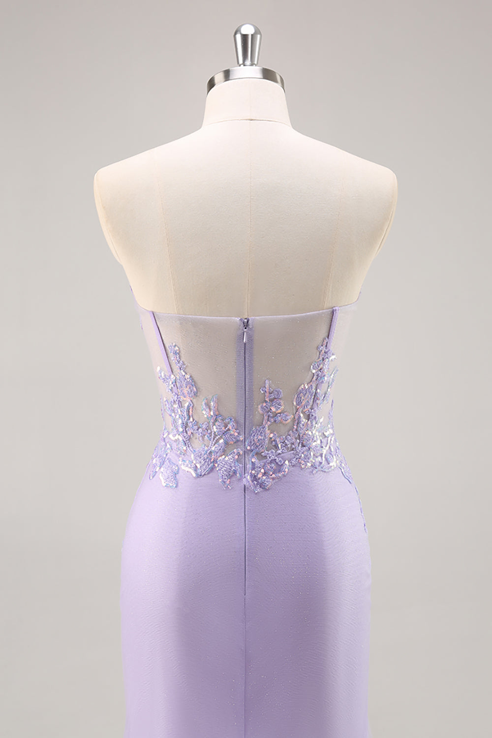 Flieder Trägerloses Korsett Ballkleid mit abnehmbarem Overlay