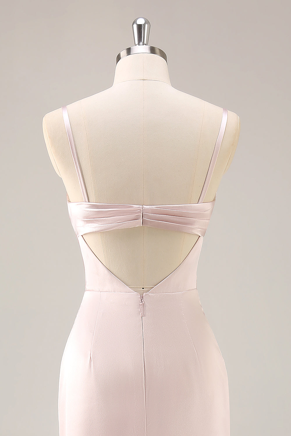 Bonbonrosa Satin Meerjungfrau Gerafftes Langes Brautjungfernkleid mit Schlitz