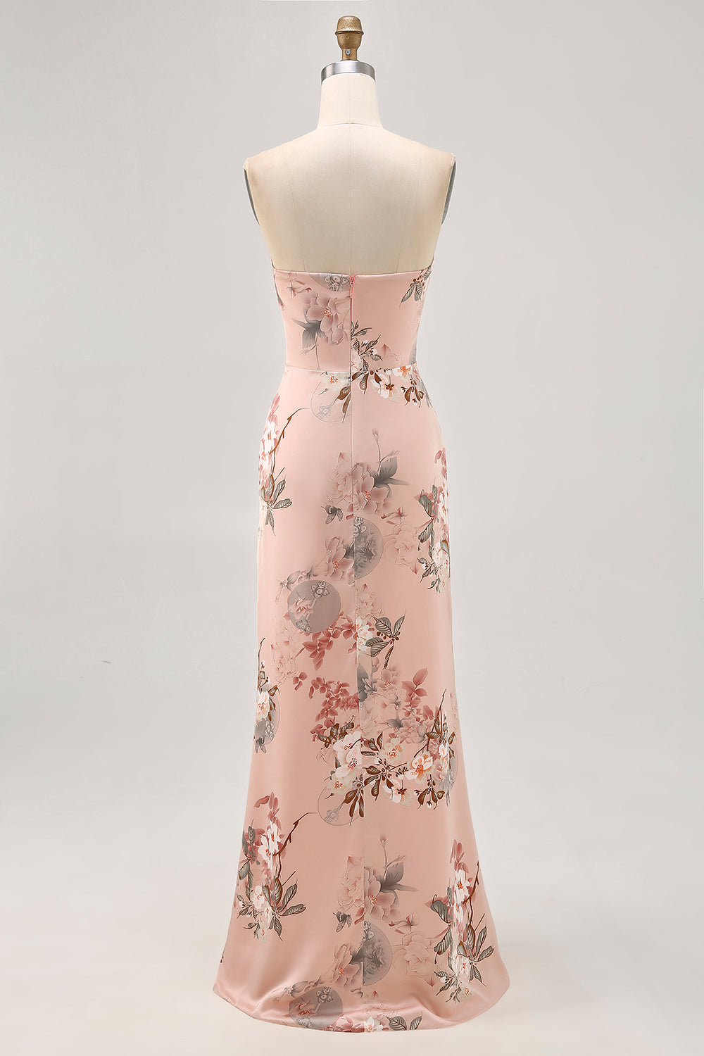 Blush Blumen Trägerloses Etui Brautjungfernkleid mit Schlitz
