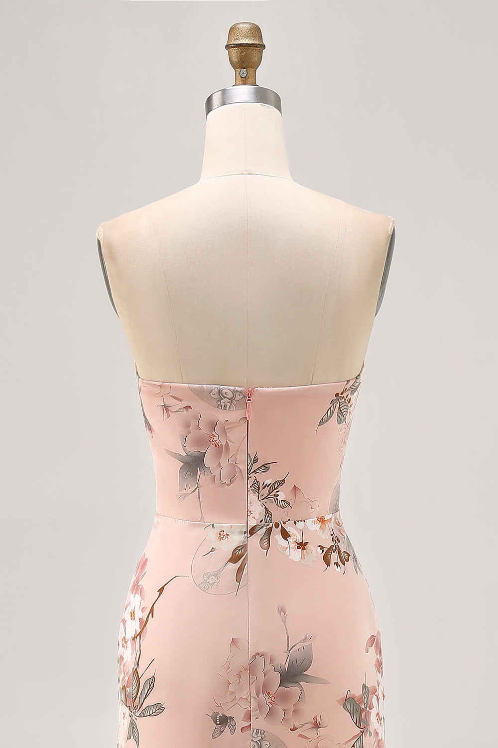Blush Blumen Trägerloses Etui Brautjungfernkleid mit Schlitz