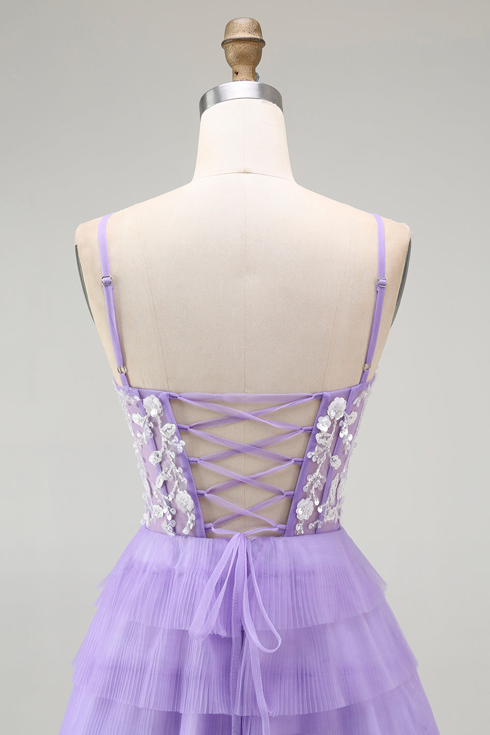 Lila Korsett A-Linie Gestuftes Langes Ballkleid