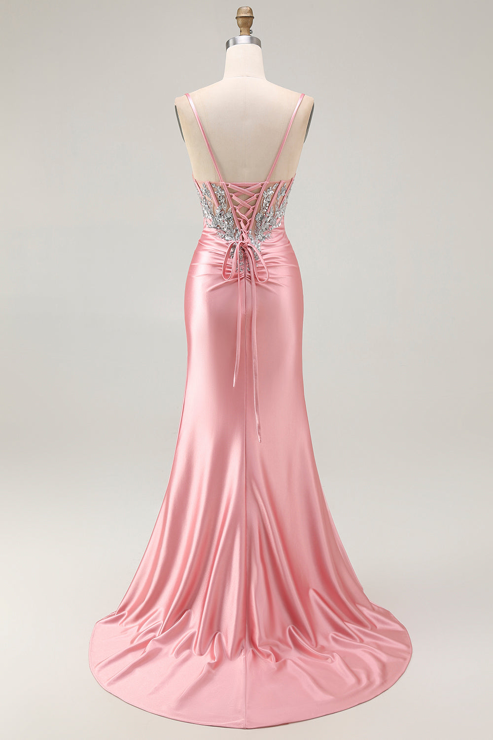 Blush Meerjungfrau Korsett Pailletten Langes Ballkleid mit Schlitz