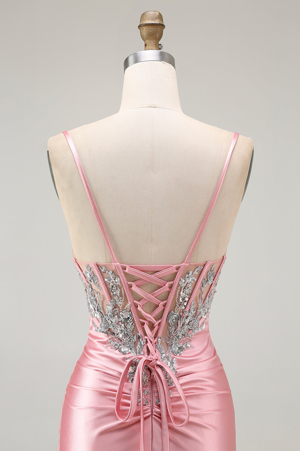 Blush Meerjungfrau Korsett Pailletten Langes Ballkleid mit Schlitz