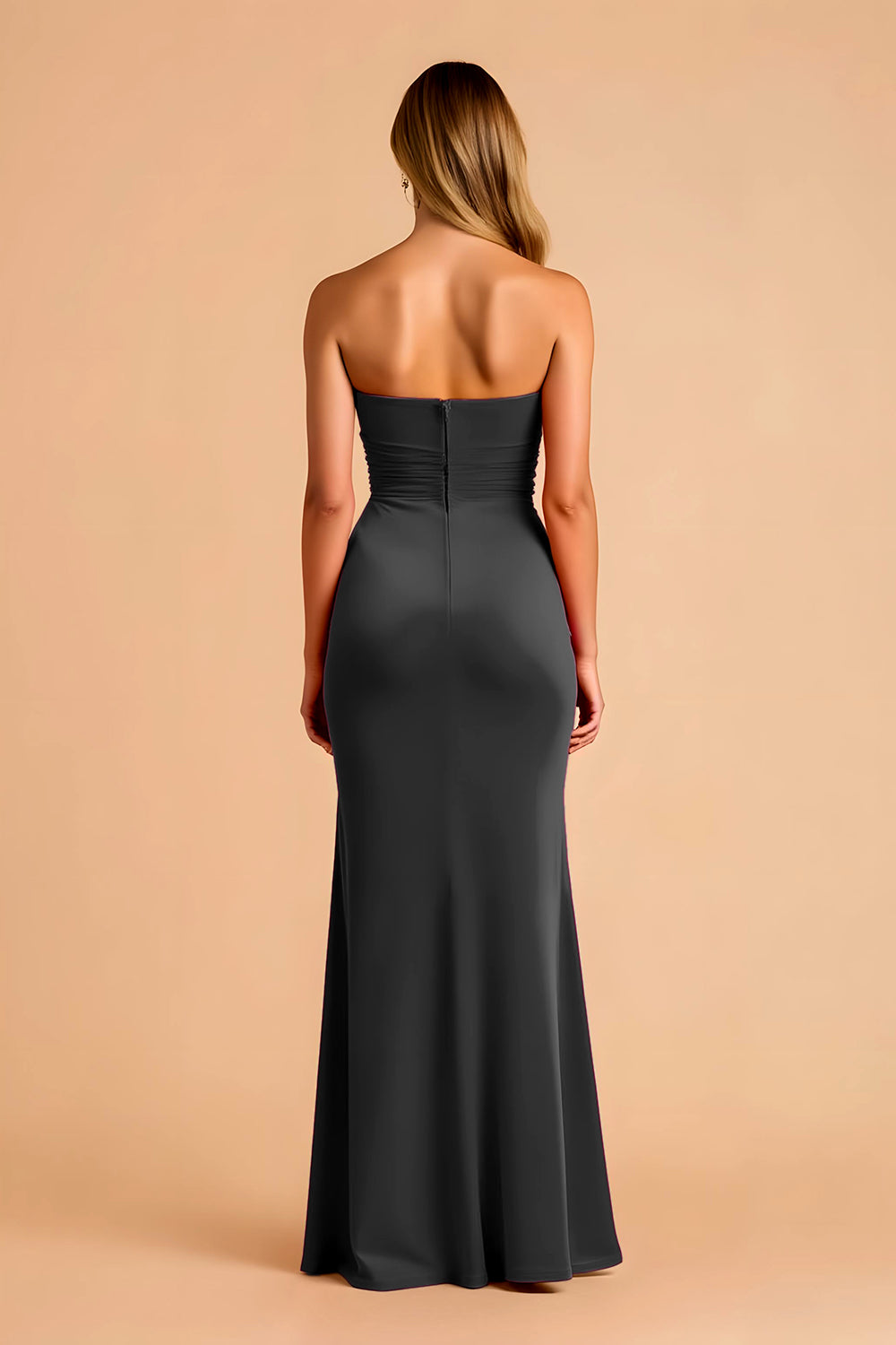 Schwarzes Meerjungfrauen Herzausschnitt Maxi Brautjungfernkleid